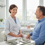 Dental consultation on implants in a welcoming clinic environment