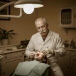 Dental implant model on a dental office countertop, highlighting the components of dental implants