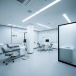 Dental implant procedure discussion between a dentist and patient in a clinical setting