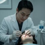 Dental implant procedure in a modern clinic with a dentist and patient
