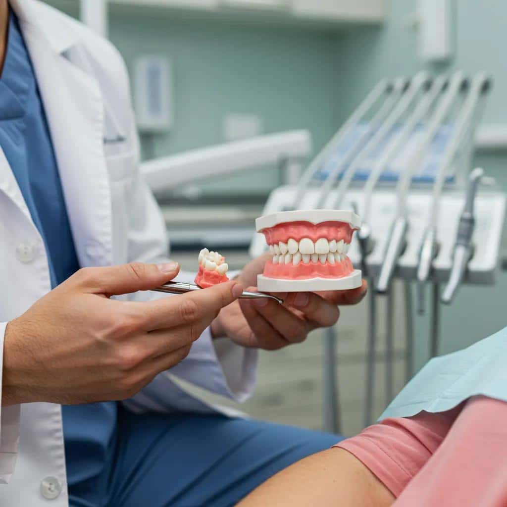 Dental professional consulting with a patient about factors influencing dental implant success