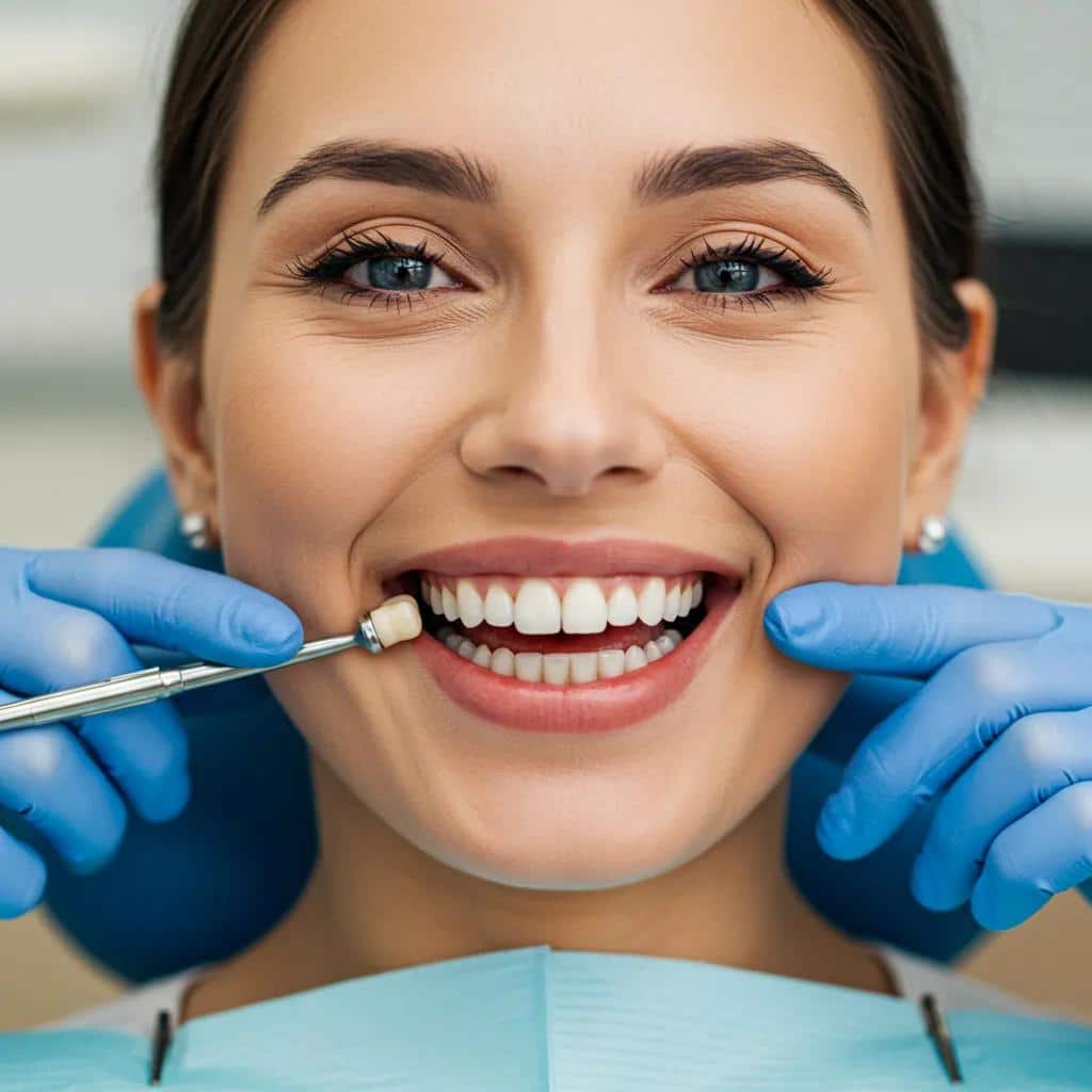 Happy patient smiling confidently after receiving immediate dental implants, showing off their beautiful new smile