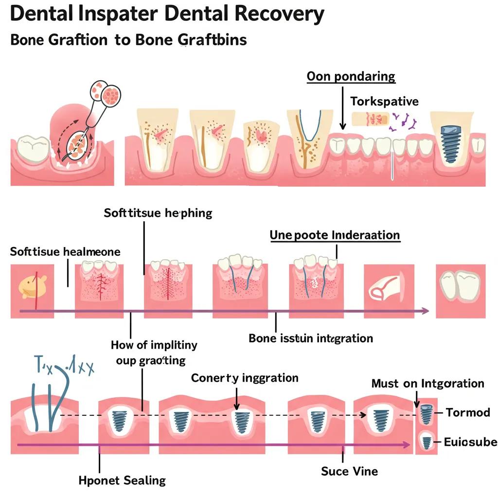 Illustration of the recovery timeline for dental implants after bone grafting