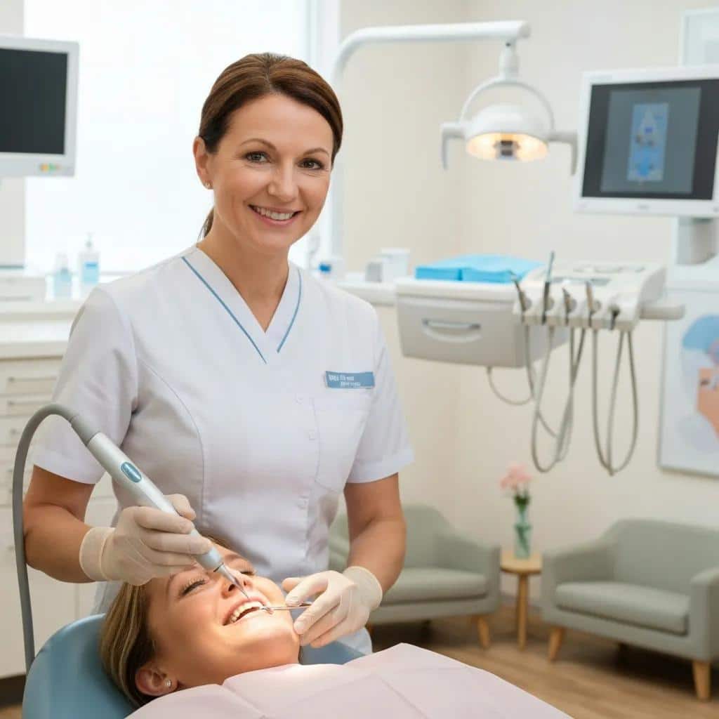 Key components of dental implants including titanium post, abutment, and prosthetic crown on a clean surface