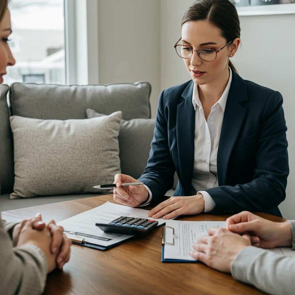 Patient discussing financing options for dental implants with a financial advisor in a comfortable office