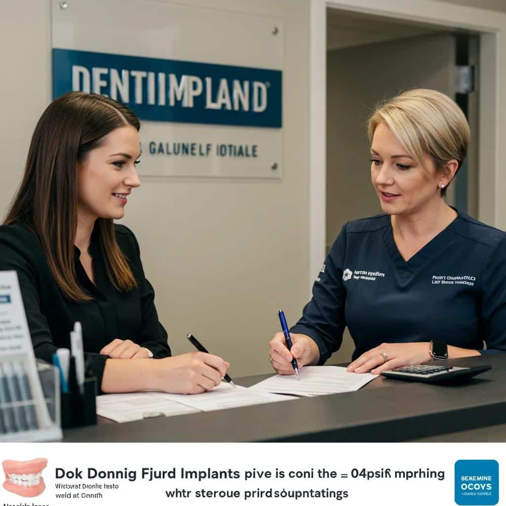 Patient discussing financing options with dental office staff, emphasizing financial planning for dental implants