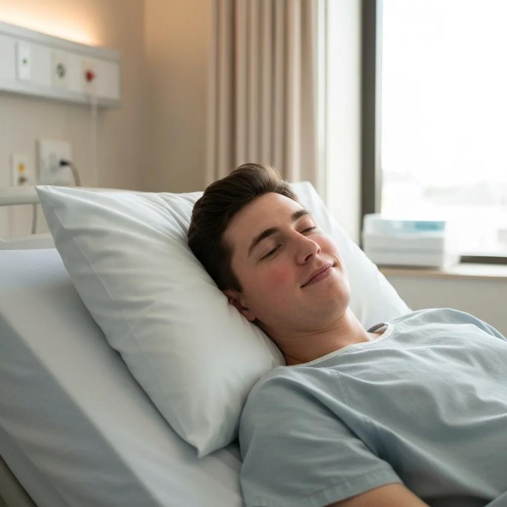 Patient practicing dental implant aftercare at home with dental hygiene products