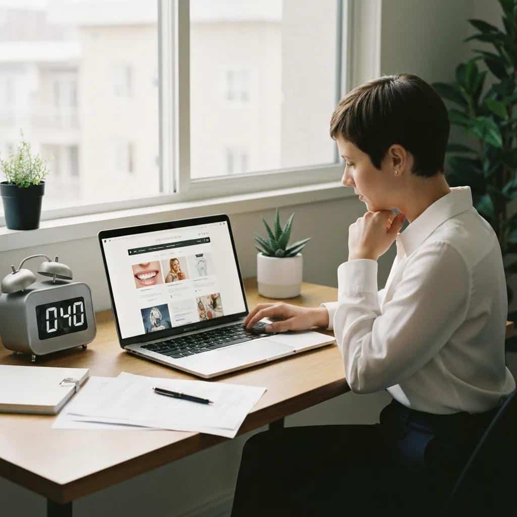 Person reviewing dental insurance policy for implants at a desk