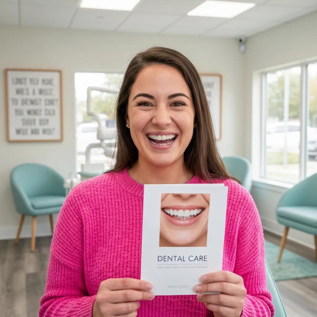 Satisfied patient displaying successful dental implants in a dental office