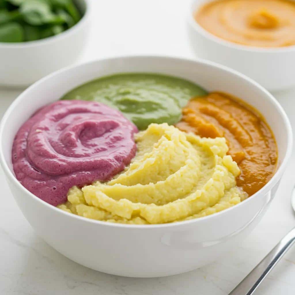A comforting selection of soft, nutrient-dense foods perfect for post-dental implant surgery recovery, including yogurt, scrambled eggs, and pureed soups