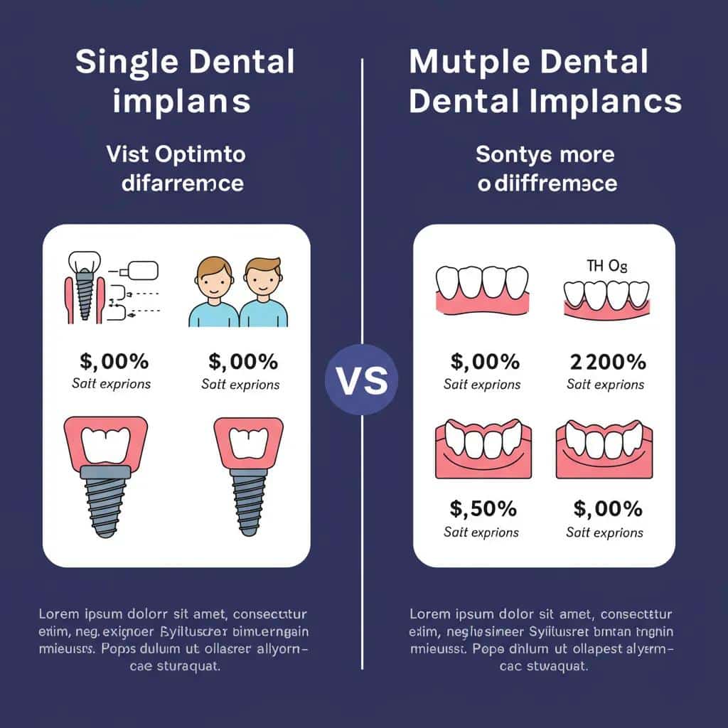 Visual comparison of costs for single versus multiple dental implants