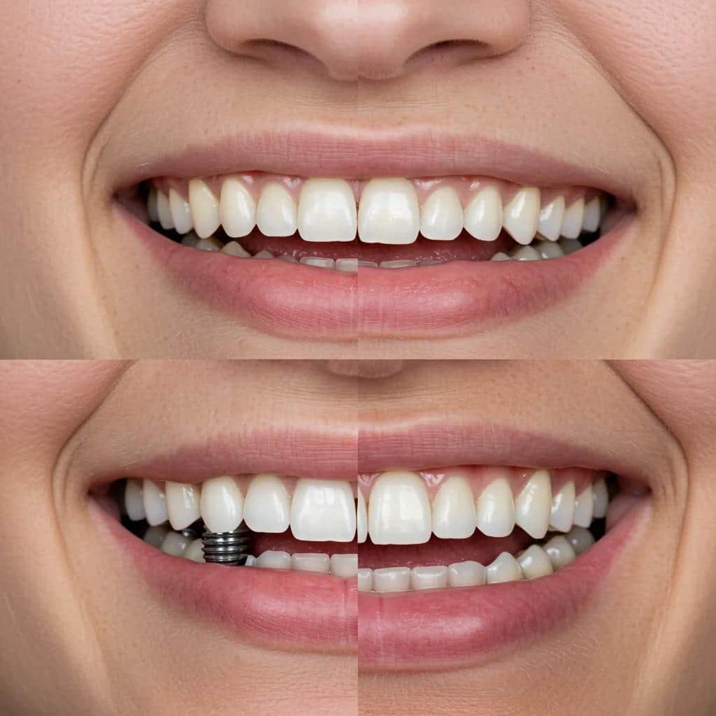 Visual comparison of full mouth dental implants and traditional removable dentures