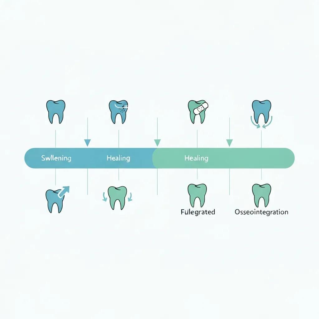 Visual representation of dental implant recovery timeline stages