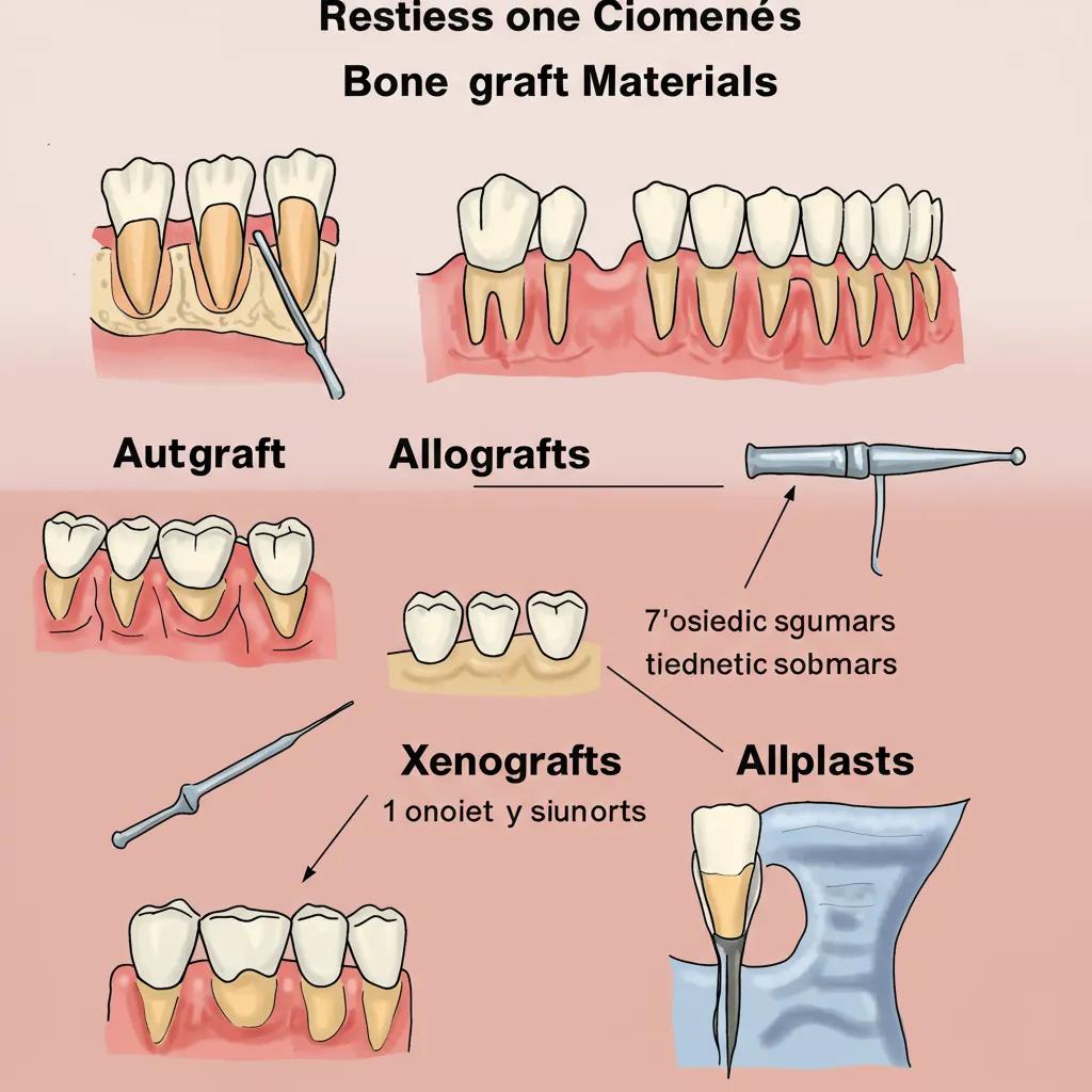 Visual representation of various types of bone graft materials used in dental implants