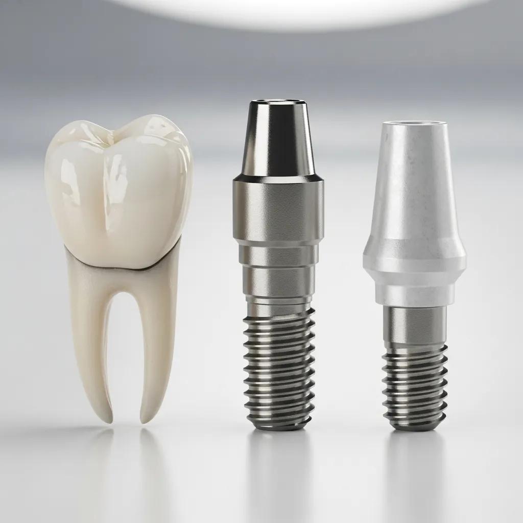 Close-up of implant parts laid out to show components that affect pricing