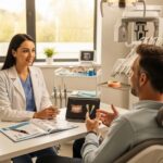 Dental clinic consultation for dental implants, highlighting patient care and professional guidance