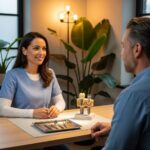 Dental consultation about implants in a cozy clinic setting