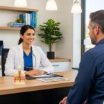 Dental consultation about implants in a warm clinic setting