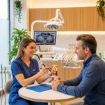 Dental consultation about implants in a welcoming clinic environment