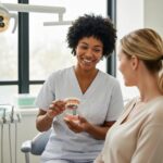 Dental consultation about implants in a welcoming clinic setting