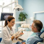 Dental consultation about implants in a welcoming clinic setting