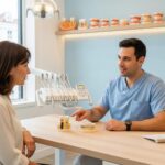 Dental consultation on implants and bridges in a modern dental office