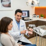 Dental consultation on implants and bridges in a modern dental office