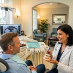 Dental consultation on implants and bridges in a welcoming clinic environment
