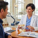 Dental consultation on implants and bridges in a welcoming clinic setting
