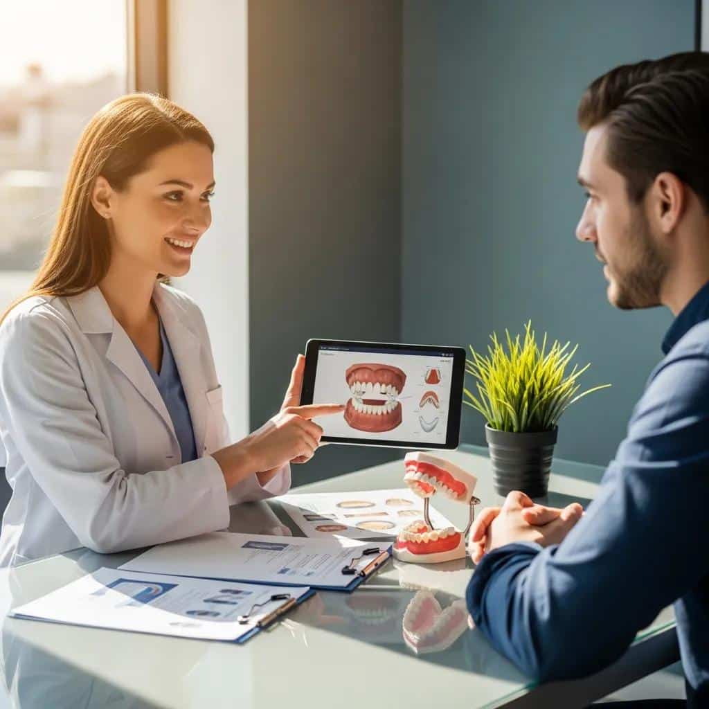 Dental consultation process showing patient interaction and treatment discussion