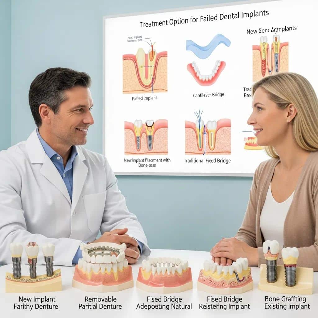 Dentist and patient reviewing treatment choices for a failed implant
