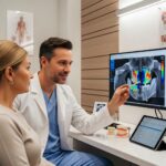 Dental professional examining jawbone quality for dental implants