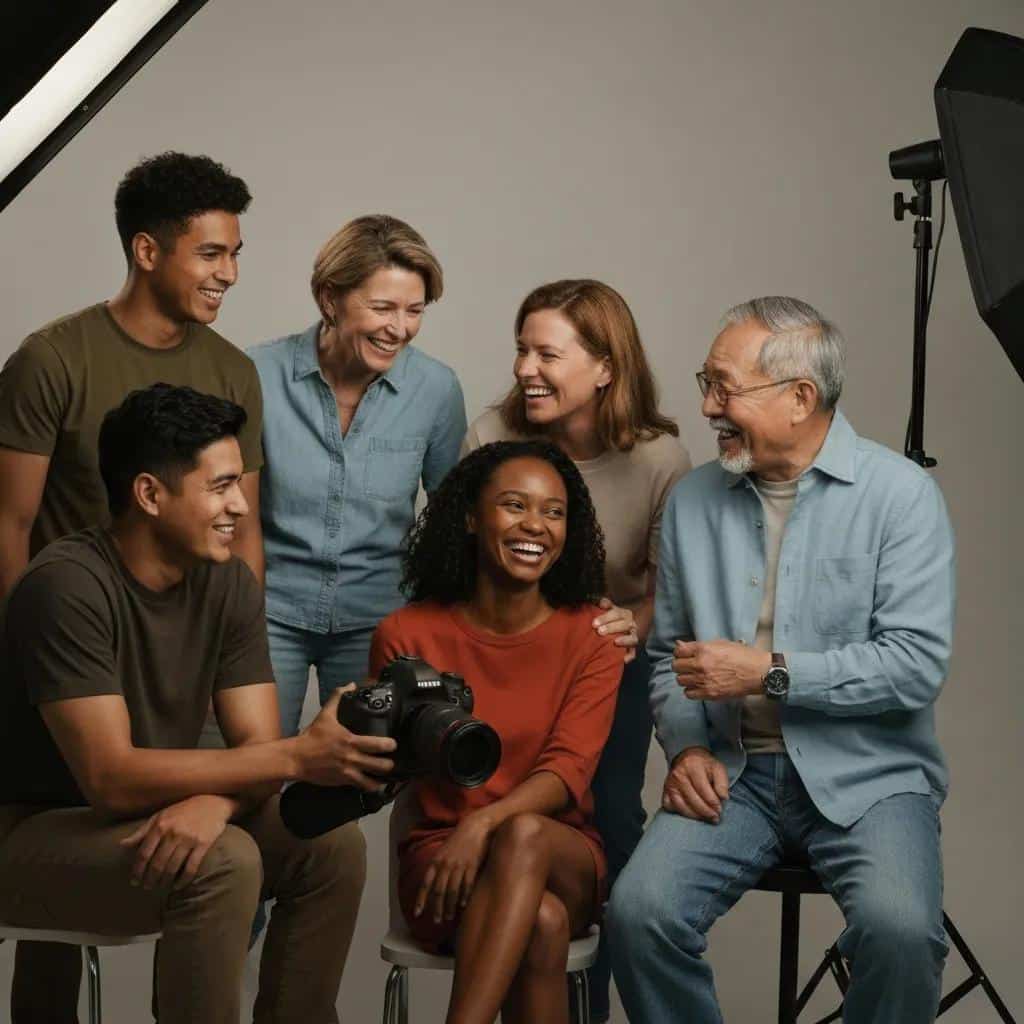 Diverse group of patients sharing positive experiences about dental implants in a casual setting, showcasing satisfaction