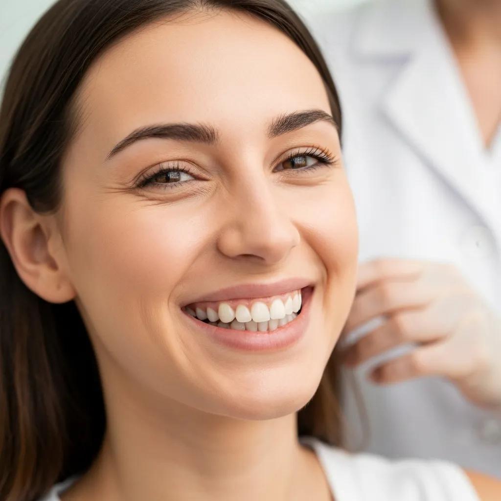 Happy patient showcasing dental implants with a confident smile