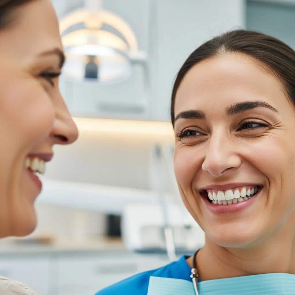Smiling patient after receiving a dental bridge at a Fort Worth dental office