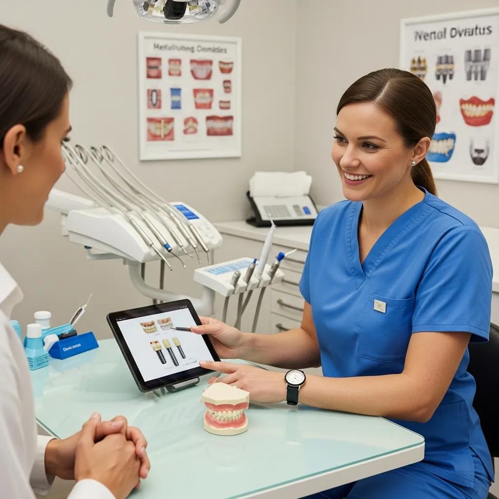 Patient receiving a dental implant consultation with a dentist
