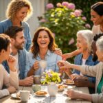 Smiling patient with dental implants enjoying time with family, highlighting emotional benefits of dental restoration