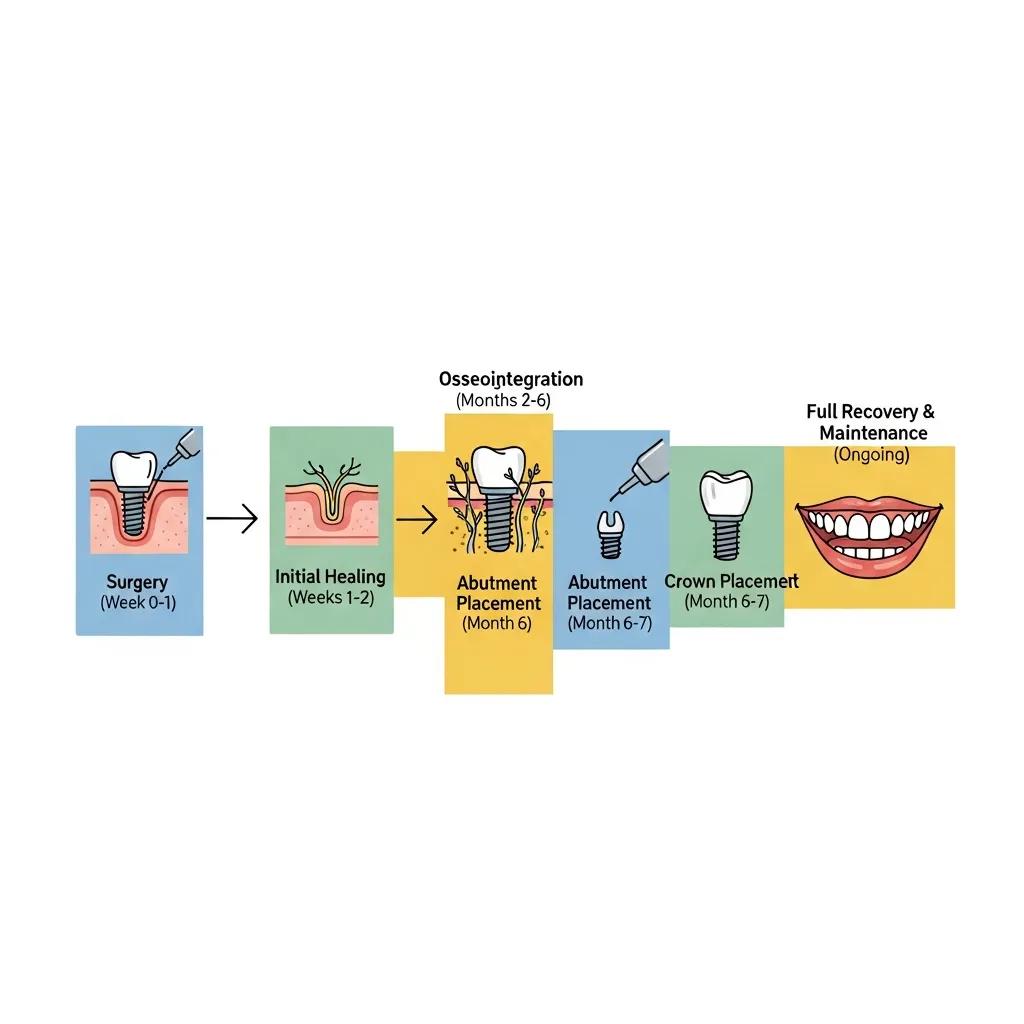 Timeline of recovery stages for dental implants