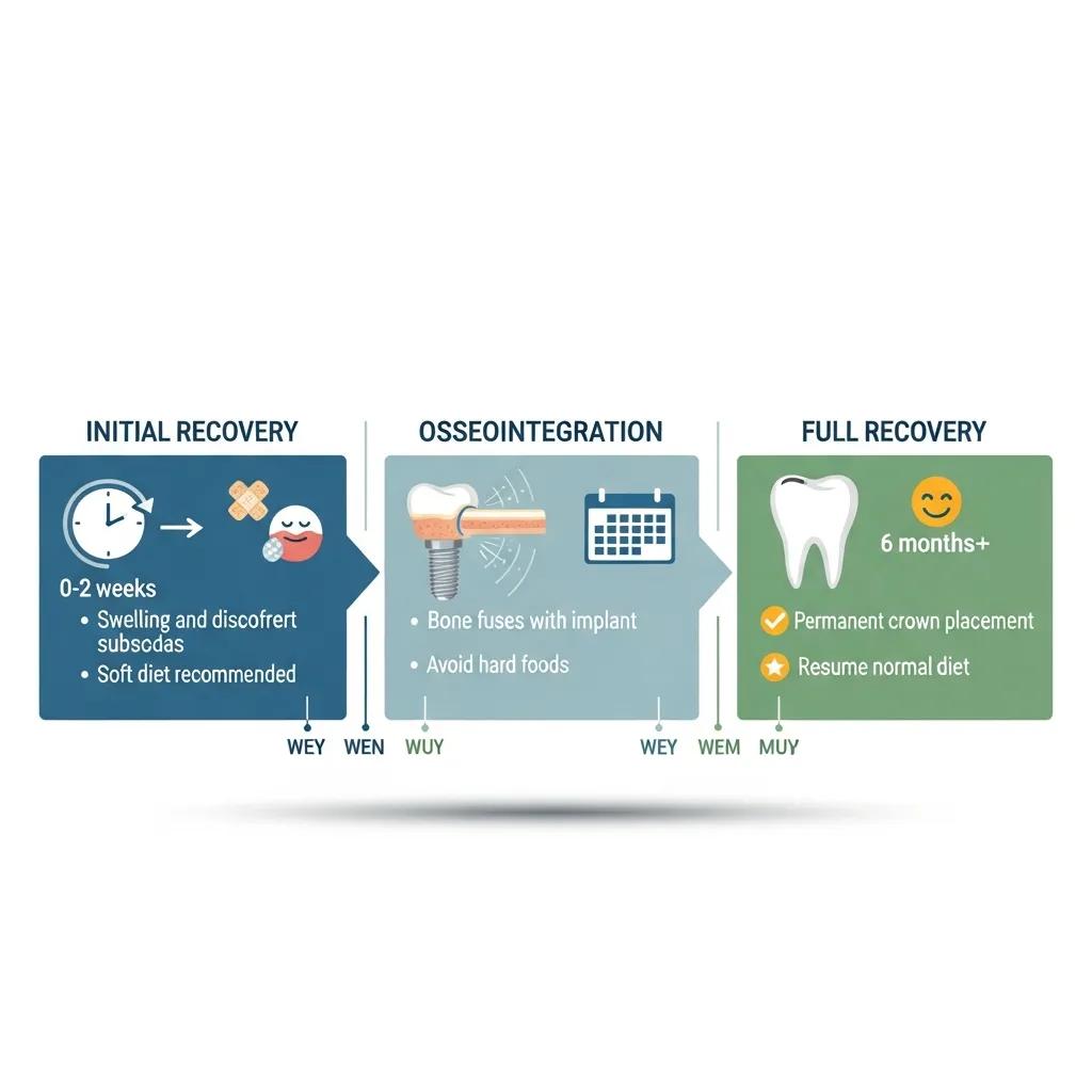 Visual timeline of dental implant recovery stages and milestones