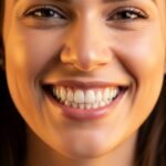 Close-up of a smiling person with natural-looking dental implants