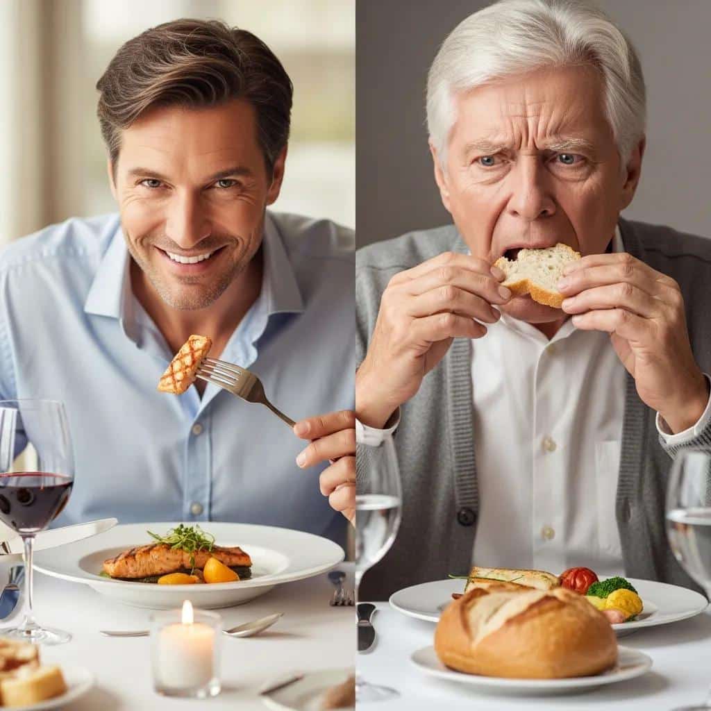 Comparison of eating experiences with dental implants versus dentures