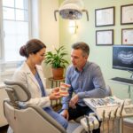 Dental consultation about affordable dental implants in a welcoming clinic setting