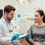 Dental consultation about dental implants in a modern office setting