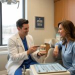 Dental consultation about implants in a welcoming office setting