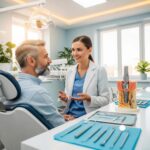 Dental consultation on implant recovery in a professional clinic setting