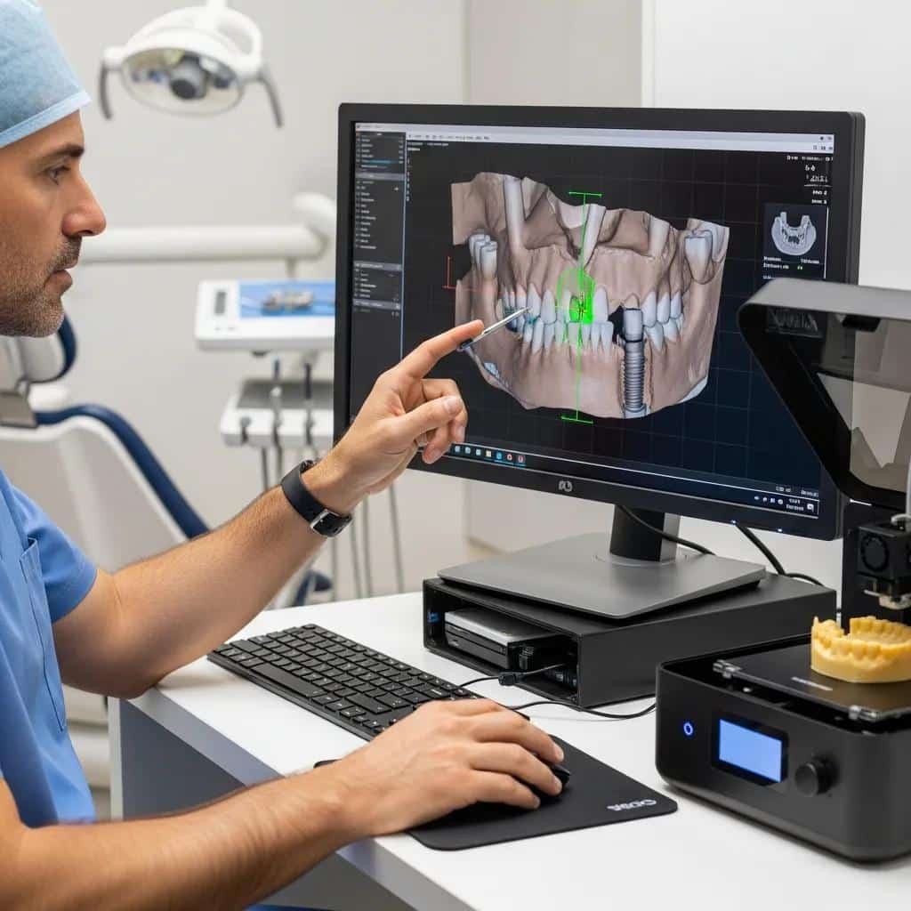 Dental team using 3D imaging for precise implant planning