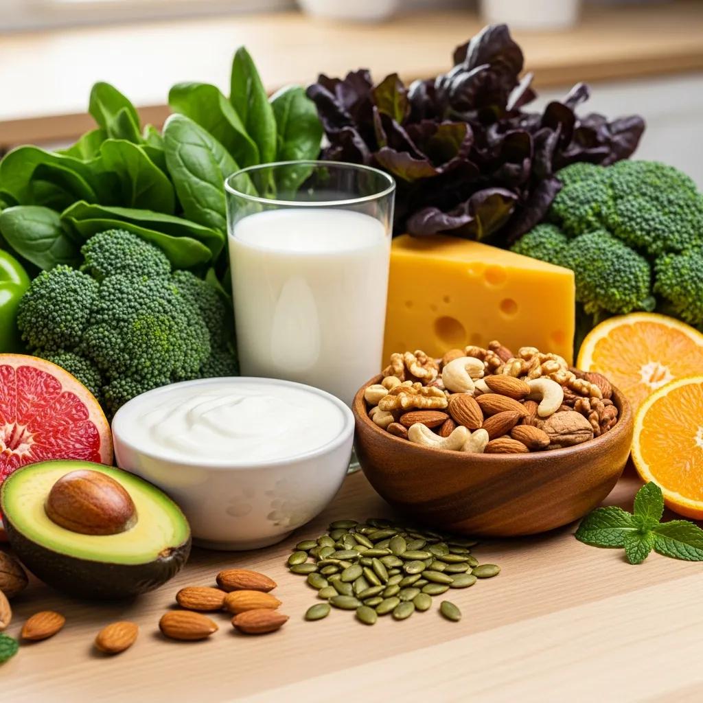 Healthy foods for implant health: dairy, leafy greens, and soft proteins