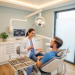 Friendly dentist providing care in a welcoming dental clinic