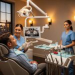 Friendly dentist providing emergency dental care in a welcoming clinic