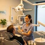 Friendly dentist providing emergency dental care in a welcoming clinic environment